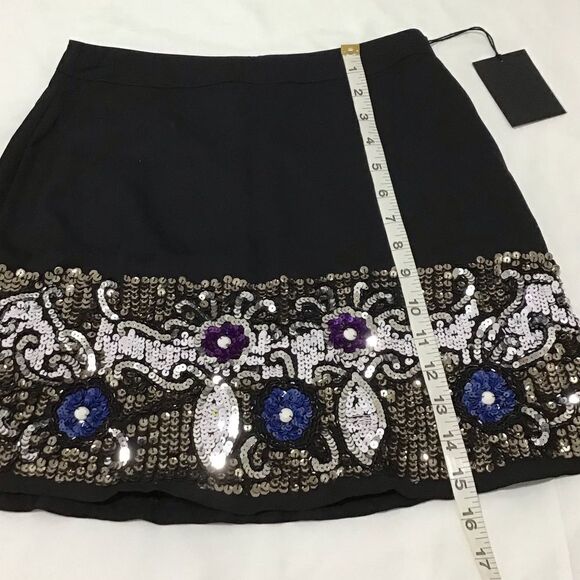 NBD Black Micro Mini Skirt Sequin Embellishments Size XS New Without Tag - Picture 7 of 10